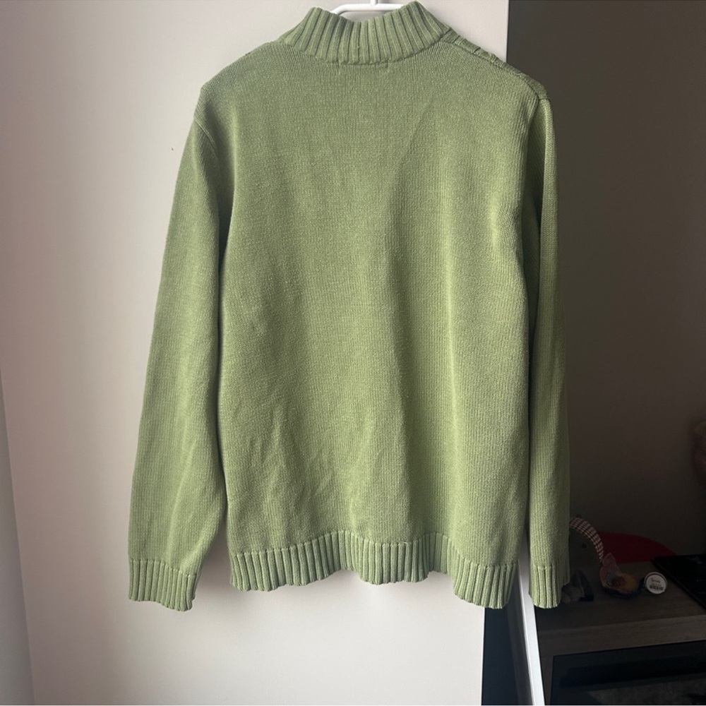 Tradition Country Collection Cable Knit Zip Sage Sweater XL Vintage - Picture 6 of 6